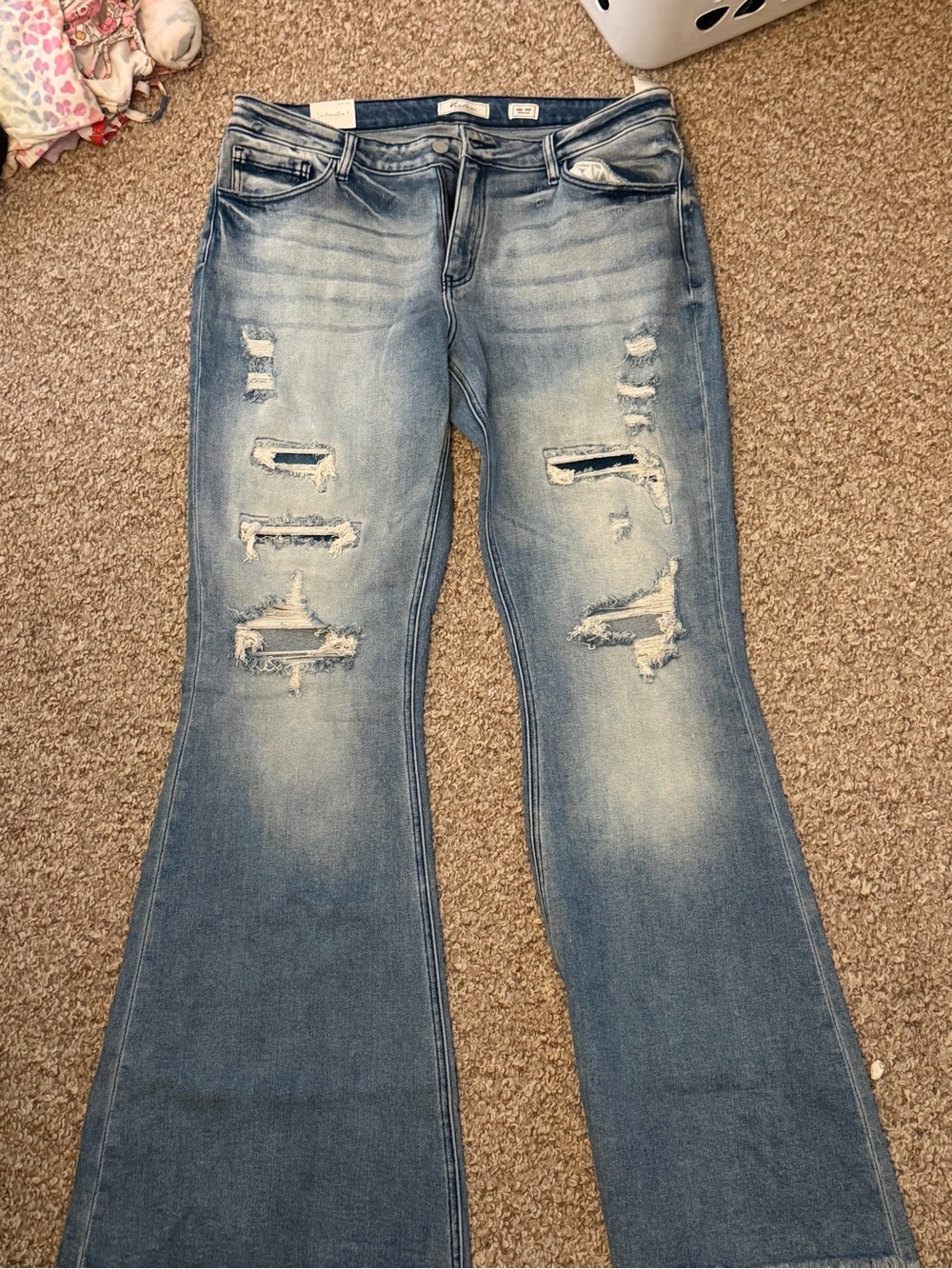 KanCan Light Blue Distressed Flare Jeans